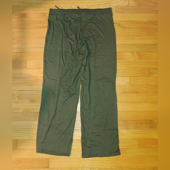 Olive Green Buttery Soft Pajamas Pants Drawstring Waist Lounge Wide Leg 2XL - Picture 5 of 12